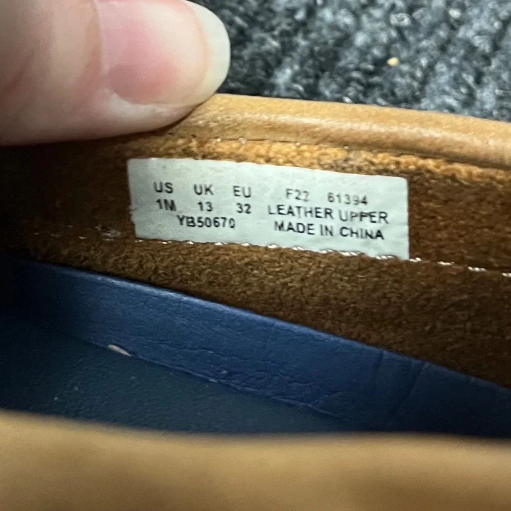 Sperry Authentic Original Boat Shoes Kids 1M Tan Leather Sahara Loafers 61394